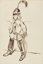 Study of a Child in Helmet and Boots. Creator: Charles Samuel Keene (British, 1823-1891).