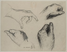Study of Hands (recto), 1800s. Creator: Théodule Ribot (French, 1823-1891).