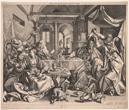 Stultitiam patiuntur opes (Wealth permits Stupidity), or, Allegory of Wealth, Lust, and Stupidity, 1 Creator: Raphael Sadeler (Flemish, 1560/61-1628/32).