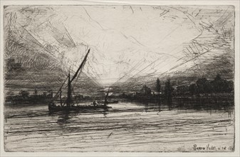 Sunset on the Thames, 1862. Creator: Francis Seymour Haden (British, 1818-1910).