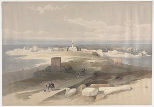 Sur or Tsor, Ancient Tyre from the Isthmus, 1839. Creator: David Roberts (British, 1796-1864).
