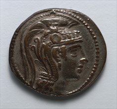 Tetradrachm: Head of Athena Parthenos (obverse), 150-100 BC. Creator: Unknown.