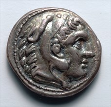 Tetradrachm: Head of Youthful Herakles in Lion's Skin (obverse), 336-323 BC. Creator: Unknown.