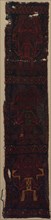 Textile Fragment with Three Frontal Deities and Interlace Pattern, 700 - 400 BC. Creator: Unknown.