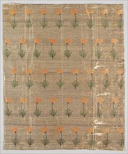 Textile with field of poppies on a golden ground, 1600-1750. Creator: Unknown.