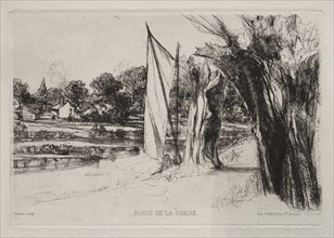 Thames Ditton - With a Sail, 1864. Creator: Francis Seymour Haden (British, 1818-1910).