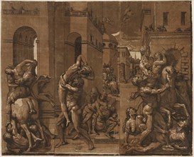 The Abduction of the Sabine Women, 1585. Creator: Andrea Andreani (Italian, about 1558-1610).