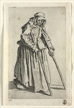 The Beggars: Beggar Woman on Crutches , c. 1623. Creator: Jacques Callot (French, 1592-1635).