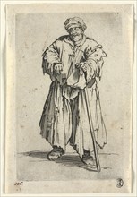 The Beggars: Obese Beggar with Lowered Eyes, c. 1623. Creator: Jacques Callot (French, 1592-1635).