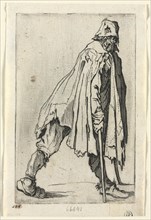 The Beggars: The Beggar on Crutches, Wearing a Cap, c. 1623. Creator: Jacques Callot (French, 1592-1635).