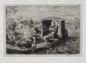 The Boat Trip: Guzzling or Lunch on the Boat, 1861. Creator: Charles François Daubigny (French, 1817-1878).