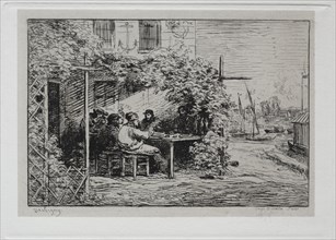 The Boat Trip: The Lunch before Going Aboard at Asnières, 1861. Creator: Charles François Daubigny (French, 1817-1878).