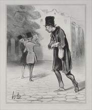 The Bohemians of Paris, plate 4: The Collector of Cigar Stubs, 5 December 1841. Creator: Honoré Daumier (French, 1808-1879); Aubert.