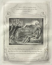 The Book of Job: No. 7, And When they had lifted up their eyes afar off and knew him not..., 1825. Creator: William Blake (British, 1757-1827).