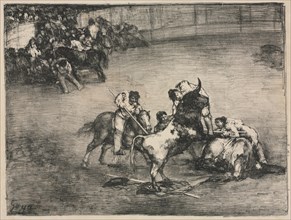 The Bulls of Bordeaux: Picador Caught by a Bull, 1825. Creator: Francisco de Goya (Spanish, 1746-1828).