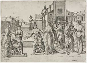The Calumny of Apelles, c. 1500-1506. Creator: Girolamo Mocetto (Italian, c. 1458-c. 1531).