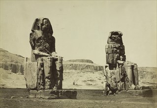 The Colossi of Memnon, Thebes, c. 1860s. Creator: Antonio Beato (British, c. 1825-1903).