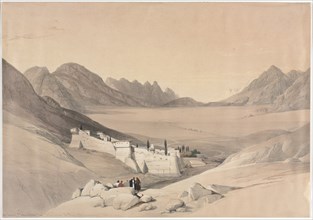 The Convent of St. Catherine, Mount Sinai, Looking towards the Plain of the Encampment, 1839. Creator: David Roberts (British, 1796-1864).