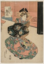 The Courtesan Hinaogi of the Daikokuya at the Entrance of Kadomachi, c. late 1820s or early 1830s. Creator: Gokotei Sadakage (Japanese).