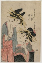 The Courtesans Karagoto and Nishikido of Chojiya, late 1800s. Creator: Utamaro II (Japanese).