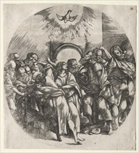 The descent of the holy spirit, 1518. Creator: Domenico Campagnola (Italian, 1500-1564).