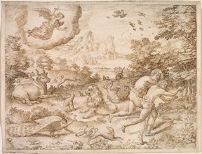 The Expulsion from Paradise, c. 1606. Creator: Jan Wierix (Flemish, c. 1549-aft 1615).