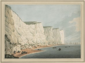 The Fleet Off the Coast, Beachy Head, c. 1790-1805. Creator: Samuel Atkins (British, 1760-1810).