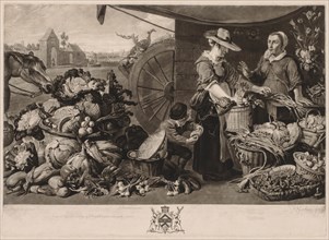 The Four Markets: The Vegetable Market, 1779. Creator: Richard Earlom (British, 1743-1822).