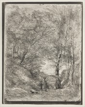The Gardens of Horace, original impression 1855, printed in 1921. Creator: Jean Baptiste Camille Corot (French, 1796-1875).