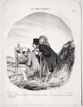 The Good Bourgeois, Plate 23: "But yes, my dear, I assure you that this gentleman is drawing..., 184 Creator: Honoré Daumier (French, 1808-1879).