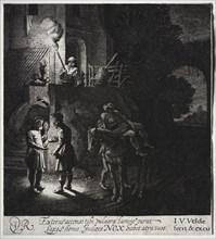 The Good Samaritan Paying the Innkeeper. Creator: Jan van de Velde (Dutch, 1620-1662).