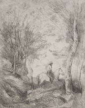 The Great Cavalier in the Wood, original impression 1854, printed in 1921. Creator: Jean Baptiste Camille Corot (French, 1796-1875).