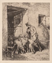 The Herd Exits (La Sortie du Troupeau), 1876. Creator: Charles-Émile Jacque (French, 1813-1894).