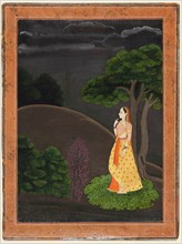 The Heroine Who Waits Anxiously for Her Absent Lover (Utka Nayaka), c. 1750-55. Creator: Unknown.