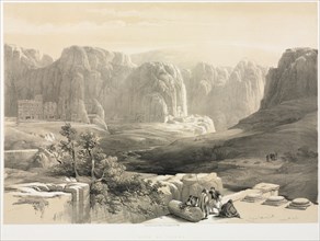 The Holy Land, Syria, Idumea, Arabia, Egypt & Nubia (Vol. III): Petra, Looking South, 1842. Creator: Louis Haghe (British, 1806-1885); F.G. Moon.