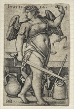 The Knowledge of God and the Seven Cardinal Virtues: Justice - Justicia. Creator: Hans Sebald Beham (German, 1500-1550).