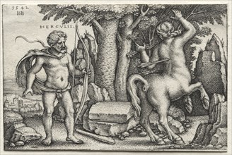 The Labors of Hercules: Hercules and Nessus, 1542. Creator: Hans Sebald Beham (German, 1500-1550).