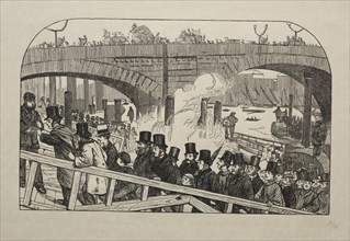 The Living Stream at London Bridge - Under the Bridge, 1863. Creator: George Louis Palmella Busson Du Maurier (British, 1834-1896).