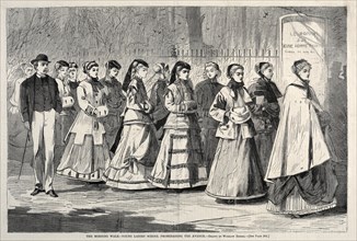The Morning Walk - Young Ladies School Promenading the Avenue, 1868. Creator: Winslow Homer (American, 1836-1910).