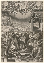 The Nativity, 1553. Creator: Giorgio Ghisi (Italian, 1520-1582); Hieronymus Cock.