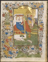 The Nativity: Leaf from a Book of Hours (3 of 6 Excised Leaves), c. 1420-1430. Creator: Henri d'Orquevaulx (French); Workshop, or.