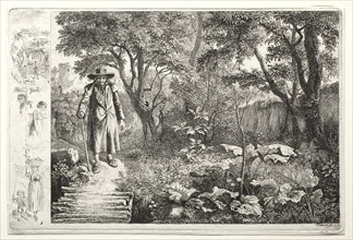 The old man before the log bridge (Der Alte vor den Knuppelsteg), 1819. Creator: Johann Christoph Erhard (German, 1795-1822).