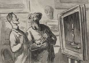 The Painters: A Realist Always Finds Another Realist to Admire Him. Creator: Honoré Daumier (French, 1808-1879).