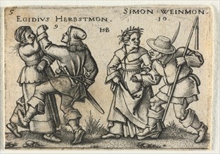 The Peasant Wedding or the Twelve Months: 9-Egidius Herbstmon 10-Simon Weinmon, 1546. Creator: Hans Sebald Beham (German, 1500-1550).