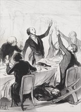 The Philanthropists of the Day, plate 8: A 43d Toast...to the Temperance Society, 1844. Creator: Honoré Daumier (French, 1808-1879).
