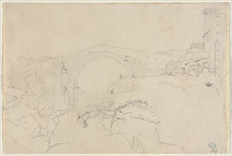 The Ponte dellAbbadia at Vulci, first half 19th century. Creator: Jean-Auguste-Dominique Ingres (French, 1780-1867), follower of.