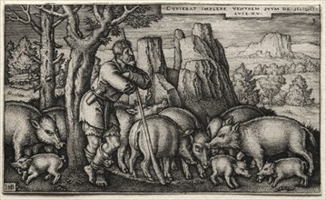 The Prodigal Son: Tending Swine. Creator: Hans Sebald Beham (German, 1500-1550).