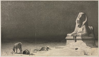 The Rest on the Flight into Egypt (recto); Sketch of a Sphinx [?] (verso), c. 1879-80. Creator: Luc-Olivier Merson (French, 1846-1920).