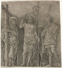 The Risen Christ between St Andrew and Longinus, early 1470's. Creator: Andrea Mantegna (Italian, 1431-1506).