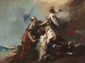 The Sacrifice of Isaac, Tobias and the Angel, The Angels Appearing to Abraham..., 1750s. Creator: Francesco Guardi (Italian, 1712-1793).